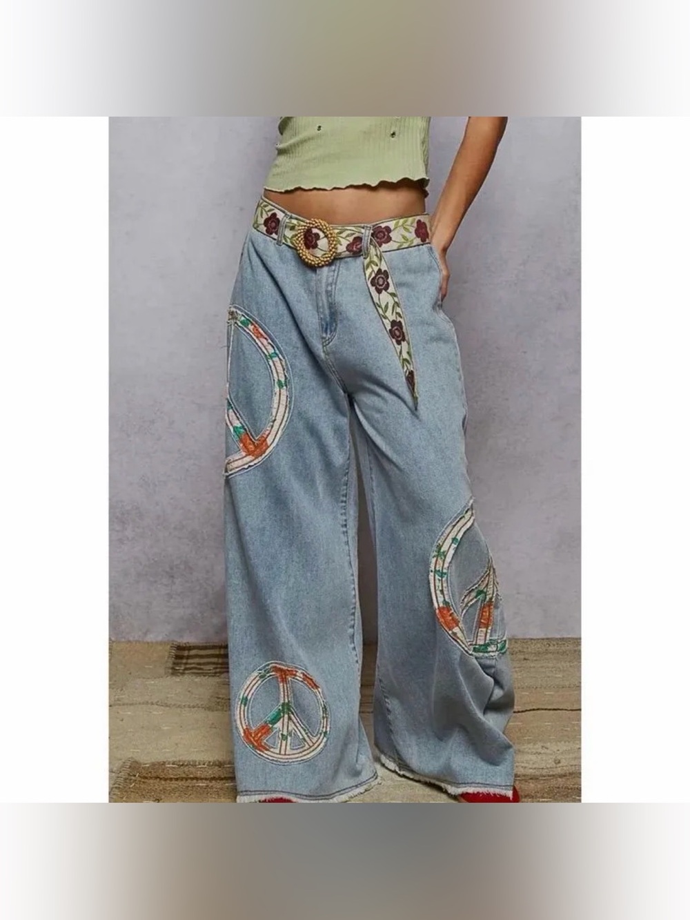 Pol large preloved peace jeans pants